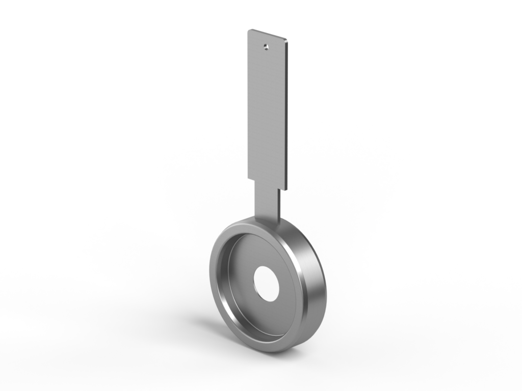 Graphic model of orifice plate with integrated unti for mounting between RTJ flanges